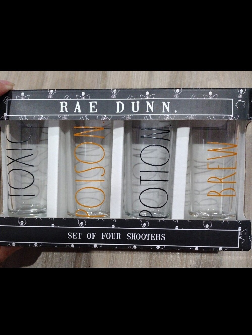Rae Dunn Halloween Shooter Glasses Set of 4 Toxic Poison Potion Brewk